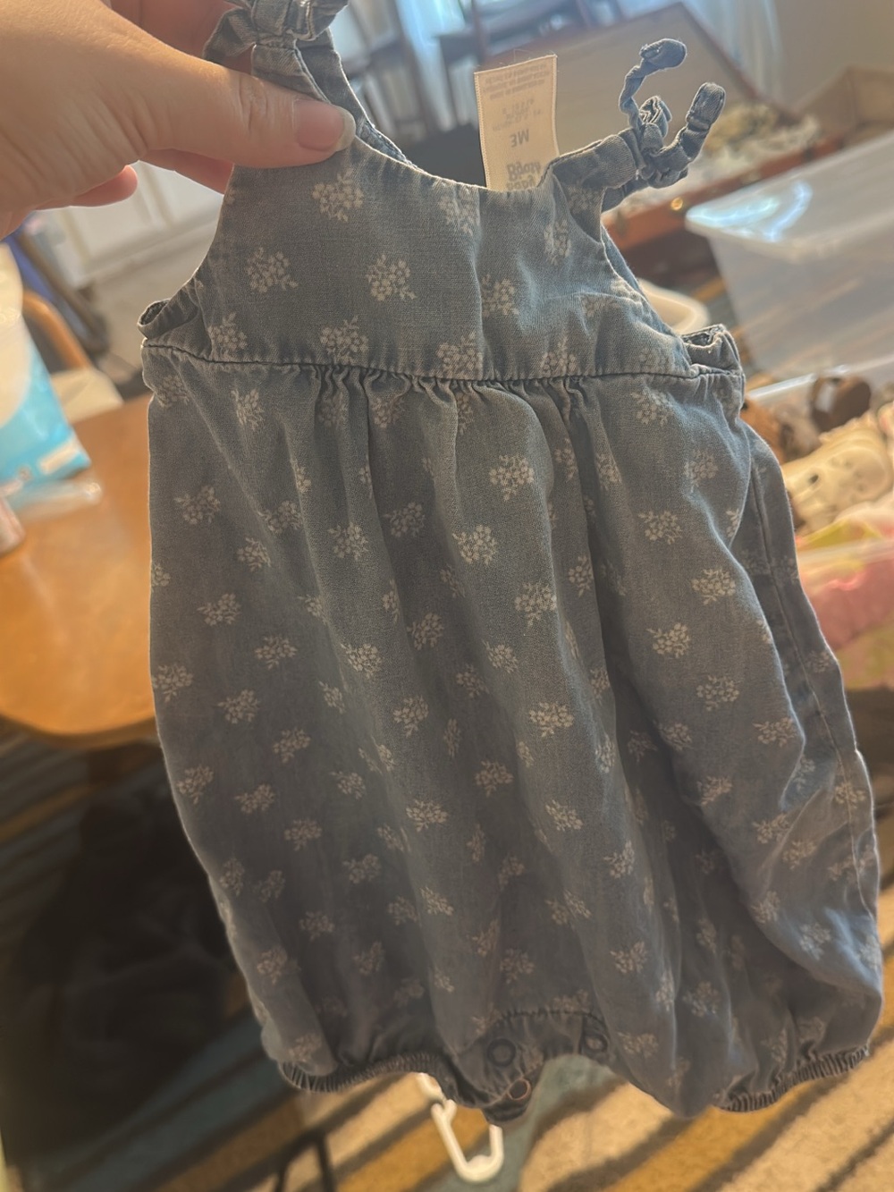 OshKosh B'gosh Dusty Blue Floral Bubble Romper